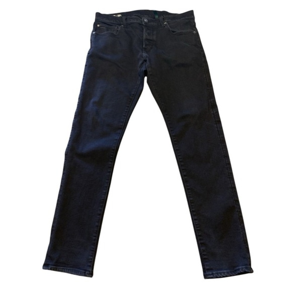 G-Star Raw 3301 Slim Jeans Men's 34x30 Black Denim‎ Button Fly Stretch